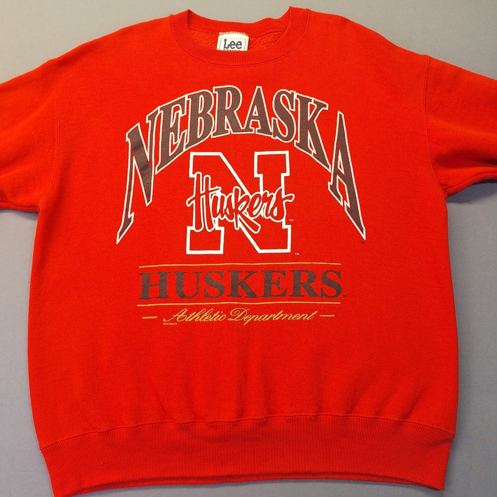 Lee Sport Nebraska Huskers Sweatshirt Mens Large Red Vintage Made in USA